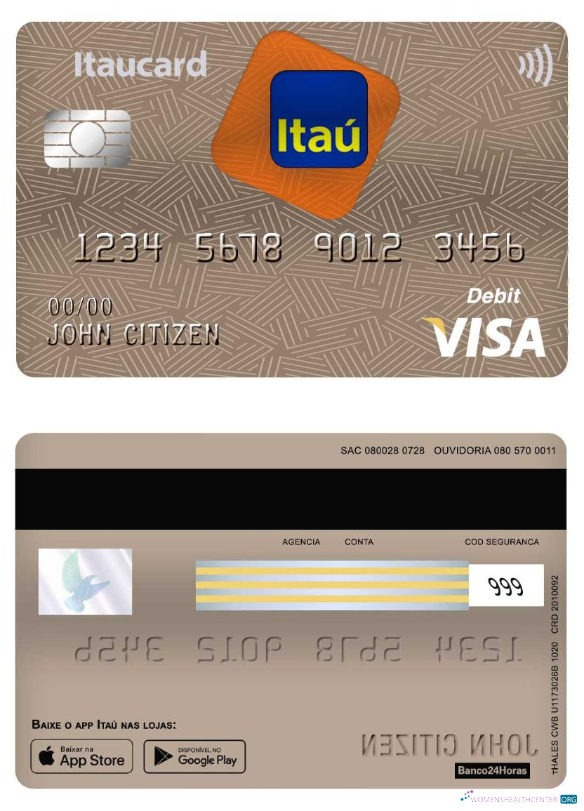 Download Brazil Itaú bank visa card debit Photoshop template